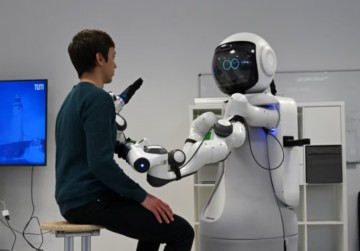 A-medical-robot-is-seen-checking-the-vitals-of-a-patient