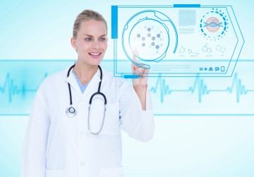 A-healthcare-professional-is-seen-using-machine-learning-for-analyzing-healthcare-data